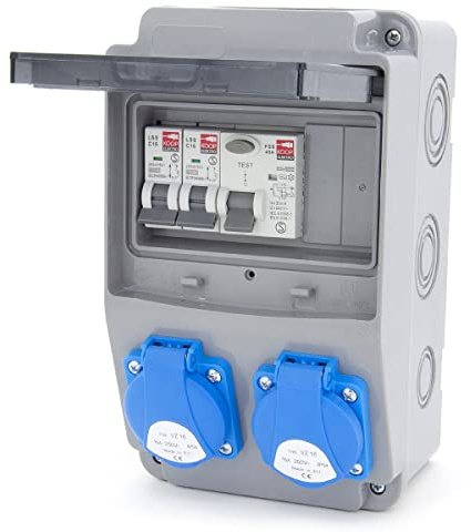 Distribuidor de corriente de obra 6NO 2 x 230 V + LS y FI cableado (2 x 230 V + 2 x LS C16 + FI40)