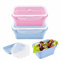 Boite a Lunch Pliante en Silicone, 2 Pièces Boite Lunch Pliable, Réutilisable Boîte à Lunch, Boite Lunch Hermétiques, Boîte à Lunch Convient pour Pique Nique Camping Bureau（Bleu + Rose）