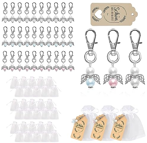 Binggunyo 90 Stück Schutzengel Anhänger, Gastgeschenke Taufe, Hochzeitsgeschenke für Gäste, Schutzengel Anhänger+Organza Beutel+Kraftpapier für Hochzeit Taufe Weihnachten Geburtstag Konfirmation (90)