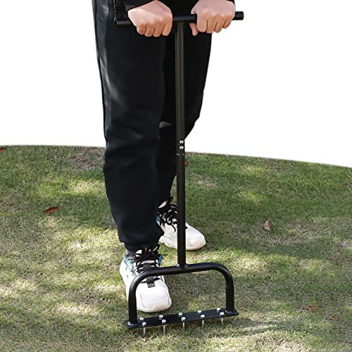 Yunmiao Hollow Tine Lawn Aerator,garden Lawn Soil Turning Tool,Vertical Soil Aeration Ventilation Tool,lawn Soil Scarifier Grass Nail Aerator With 10 4.5CM Iron Nails For Garden Lawn