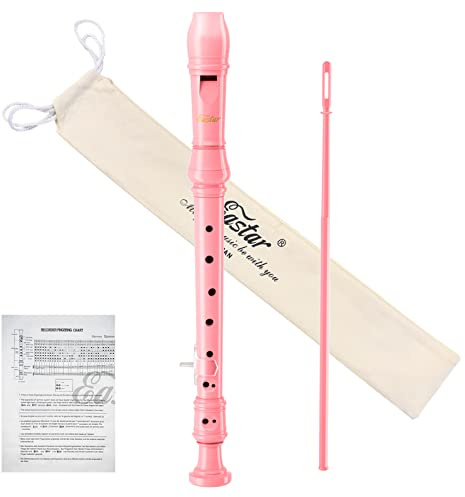 Eastar Flauto Dolce Soprano Rosa per Principianti, Diteggiatura Tedesca Do, con Kit di Pulizia e Borsa, ERS-21GP, Uso Scolastico