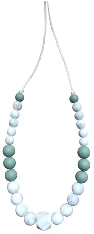Babead collier maternité FAIT MAIN en France blanc marbré vert sauge