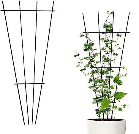 2 estacas de soporte para plantas, enrejado de metal para plantas trepadoras en maceta, marco de soporte para plantas para flores de jardín, vid, hiedra, tomate, peonía, hortensias, rosas, verduras
