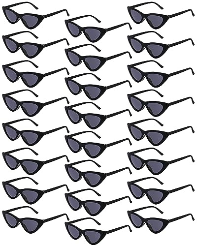 Kanayu 24 Pairs Retro Cat Eye Sunglasses for Women bulk Vintage Trendy Goggles Party Plastic Frame Sunglasses for men(Black)