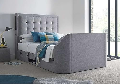 Titan 4.1 TV Multimedia Super King Size Ottoman Storage Media Bed in Marbella Grey
