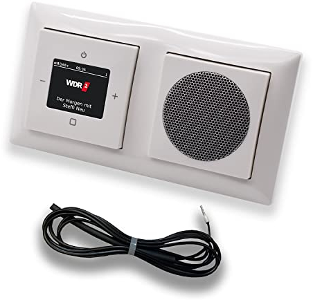 Busch Jäger DAB+ (DAB PLUS) Unterputz Radio 8215U-101 Balance SI alpinweiß, Set mit Lautsprecher, Abdeckungen und Rahmen + 0,9 m EBROM Wurfantenne zur Empfangsoptimierung - 8215 U – 101