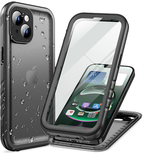 Cozycase Cover per iPhone 15 Impermeabile Antiurto - Custodia Subacquea Resistente Waterproof Antipolvere 360 Completa Militare Protettiva Rigida 15 Case con Protezione Fotocamera/Schermo Nero