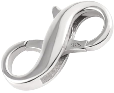 MY-BEAD großer Kettenverschluss Infinity 925 Sterling Silber Doppelkarabiner 14mm Halskette Collier Armband DIY