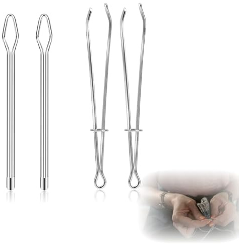 Juego de 4 enhebradores de cordón pinzas enhebrador de cordón elástico enhebrador de acero agujas para enhebrar enhebrador de cuerda y cordón para manualidades herramienta para enhebrar enhebrador de