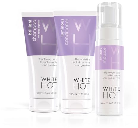 White Hot Brighten & Bounce Trio: Brilliant shampoo, Luminous Conditioner, Infinity Mousse: Brightening, nourishing and moisturising care plus low effort big impact style