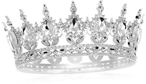 Healeved Couronne Décorative en Alliage Strass Brillant Taille Unique Argenté Blanc pour Femme Mariage Quotidien Élégance