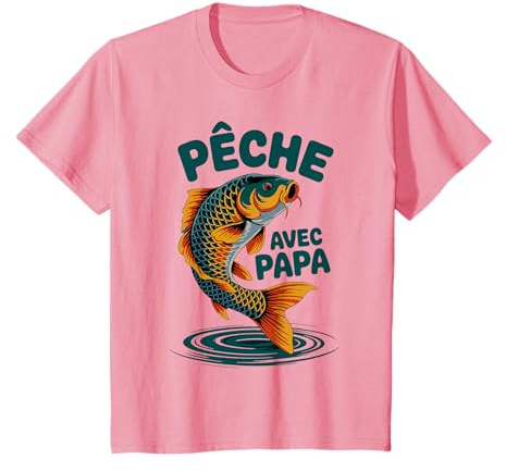Enfant Pêche avec papa carpe sautante T-Shirt