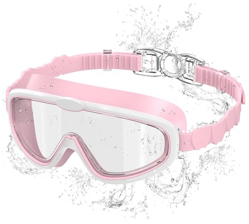 Seaflar Occhiali Nuoto Bambini, Anti-Fog con Visione Chiara, Protezione UV, Guarnizione in Silicone, Telaio Grande Occhiali da Nuoto Unisex per Bambini da 6 a 14 anni-T-PKWH