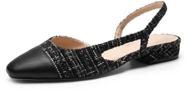 DREAM PAIRS Women's Pointed Toe Slip On Flats,Black-Fabric,5