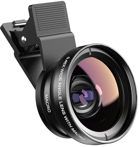 KWTOUL Phone Camera Lens 2-in-1 Lens Kit, 0.45x Super Wide Angle Lens and 15x Macro Lens Widely Compatible with Popular Smartphones, Tablets, and Laptops from Various Brands Cell Phone Lenses