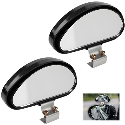 Espejos de Punto Ciego para Retrovisores Exteriores de Coche - Set de 2 Unidades Ajustables en Color Negro, Mejora de Visibilidad y Seguridad - Accesorio Universal Compatible con Todo Tipo de