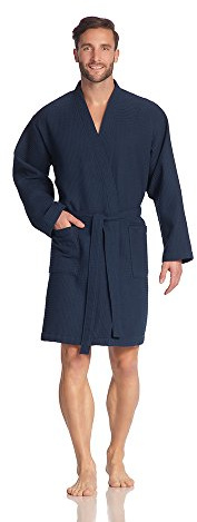 Vossen Damen Bademantel Rom, Einfarbig, Gr. M (40/42), Blau (winternight)