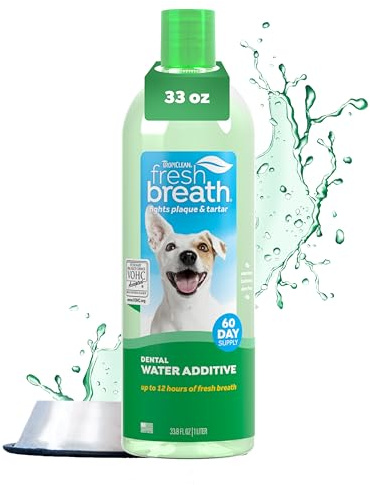 TropiClean Fresh Breath Dental Water Additive, Dog Breath Freshener, 33.8oz