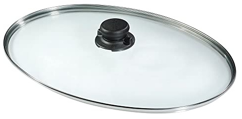 Original Gundel GLASDECKEL für Fischpfanne, oval, 41 x 27 cm, Sicherheitsglas, backofenfest, entlüftbar