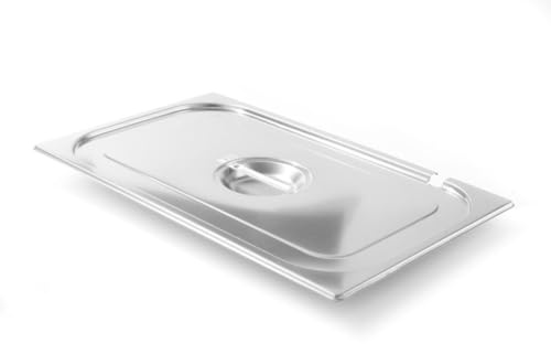 HENDI Gastronorm Deckel mit Löffelaussparung, für Gastronormbehälter, Chafing Dishes, Bain-marie, Backöfen, Gefrierschränke, temperaturbeständig von -40° bis 250°C, GN 1/1, 530x325mm, Edelstahl