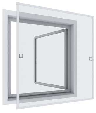 Rhino Screen Spannrahmen Insektenschutz für Fenster, 130 x 150 cm, Weiß, Aluminium, individuell kürzbar, bohrfreie Montage, 03767
