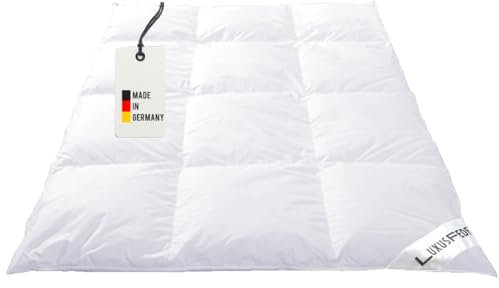 Luxusfeder Daunendecke Winter 135x200 cm 1260g 100% weiße dithmarscher Neue Gänsedaunen Daunenbettdecke Kassettenbett warm, deutsches Qualitätsprodukt