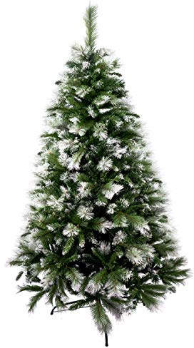 SOLAGUA NAVIDAD Konstgjord julgran, extra fylld kombinerad gran med dubbla blad, 150–240 cm, träd med metallstöd (snö, 180 cm 690 spetsar)