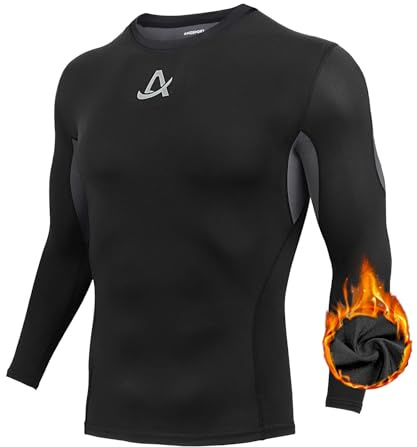AMZSPORT Camicia a Compressione da Uomo, Maglietta a Maniche Lunghe Cool Dry Layer Fitness Top