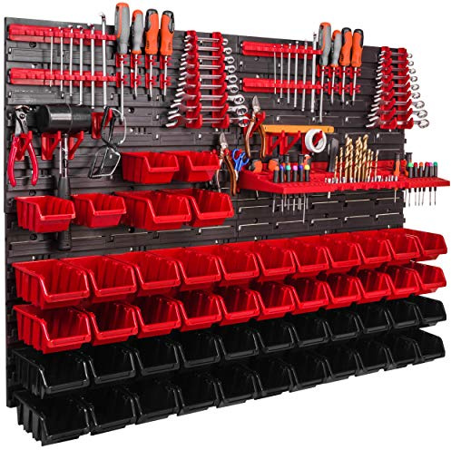 ITBNN600x4-U2001-MIX32 Étagère murale, 1152 x 780 mm, système de stockage avec supports à outils, boîtes empilables, de rangement, panneau mural extra solide, rayonnage extensible