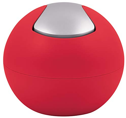 Spirella Kosmetikeimer 1 Liter Abfalleimer Schwingdeckeleimer Tischabfalleimer Bowl Rot matt, Rouge Mat