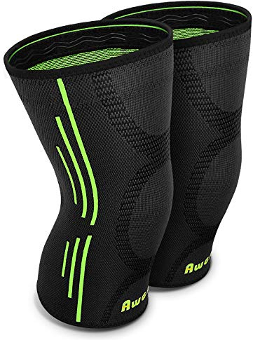 Awenia Supporto per ginocchio, maniche a compressione Premium, stabilizzatore della patella per ginocchio, per artrite alleviare il dolore articolare (XL)