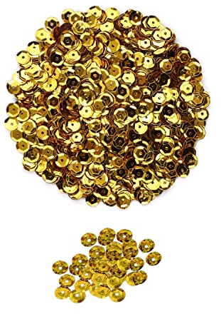 Rund-Pailletten zum Nähen,2800 Pailetten Gold zum Aufähen DIY Basteln - Ø 6mm, 30g Beutel Pailletten zum aufnähen, aufkleben,Nähen, Kunst, DIY, Schmuck basteln.