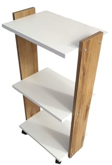Falegnameria Matonti - Carrello con Ruote Girevoli 80x44x28.5 cm in Legno Bianco con 3 Ripiani Portaoggetti. Ideale per Estetista, Salone di Bellezza, Parrucchieri. Mobiletto Multiuso, Made in Italy