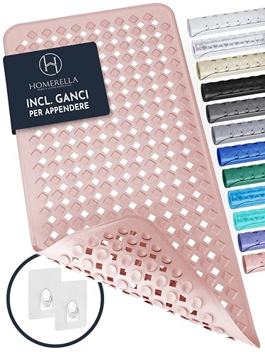 Homerella Badewannenmatte rutschfest Hautsensitiv 88x39cm, INKL. AUFHÄNGUNG | Antirutschmatte Badewanne BPA frei | Duschmatte schimmelresistent & maschinenwaschbar | Badematte rutschfest