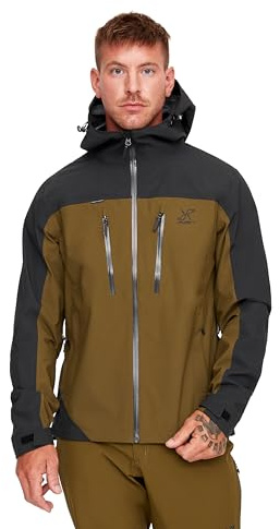 RevolutionRace Silence Proshell 3L Jacket para Hombre, Chaqueta Impermeable Al Aire Libre, Dark Olive/Moonless Night 3.0, S