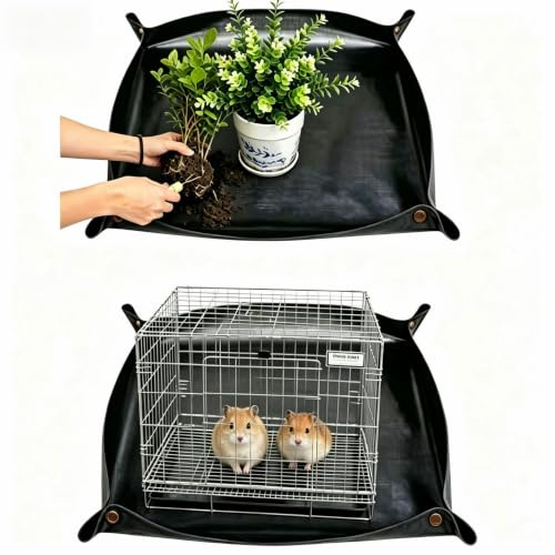 Tappetino per Rinvaso di Piante, Nero 100x100cm & 68x68cm, Tappetino da Trapianto Pieghevole, Adatto per Allentare il Terreno, Annaffiare, Trapiantare (2pcs)