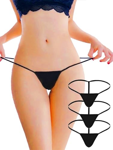 MOANATURA Tanga Mujer Pack. 3 Tangas Sexy Mujer Lencería. Tanga Hilo. Bragas Ropa Interior. Lencerías Sexys. Talla Única (XS, S, M) Braga Mini Micro Sexy. Negro