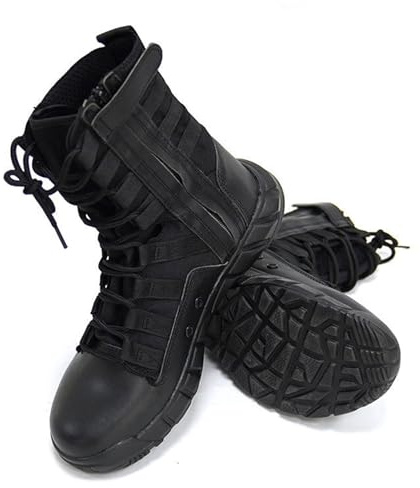 Botas Tácticas de Combate para Exteriores Hombre, Botas Militares Impermeables, Ligeras y Resistentes para Senderismo y Trabajo,Negro,42 EU