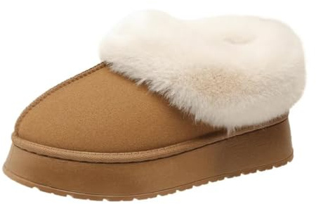 SincereWay Donne Caldo Stivaletti in Pelle Scamosciata Faux Fur Pantofole Memory Foam Piattaforma Casa Scarpe Indoor E Outdoor