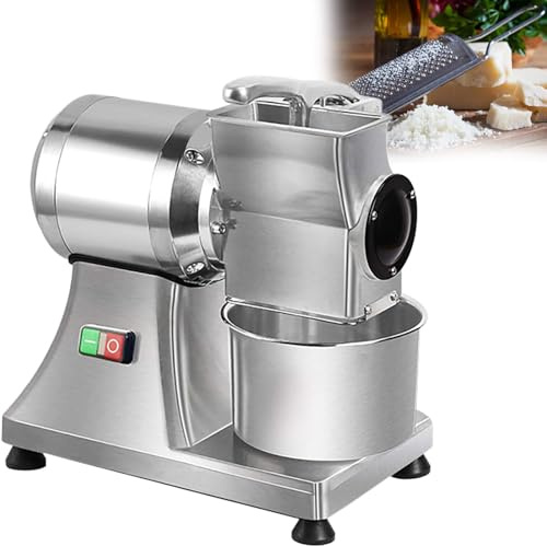 GESAIDES Rallador de Queso Eléctrico de 550 W, Máquina Ralladora de Queso Eléctrica, Rallador de Queso y Ensaladera con Cubo de Acero Inoxidable, para Quesos, Frutas y Verduras.