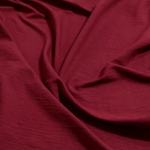 TOLKO leichter Microfaser Modestoff Dekostoff uni Stoffe zum Nähen Meterware Dekorieren | Blickdicht knitterarm | 165cm breit Bekleidungsstoffe Dekostoffe Vorhangstoffe Basteln Patchwork (Burgund)