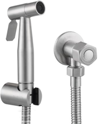 TYMYW Handheld Bidet Sprayer Kit Wall-Mounted Toilet Sprayer with 1.2M Shower Tube for Bathroom Brushed Silver