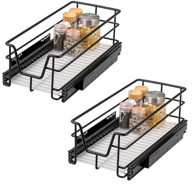 bremermann Lot de 2 tiroirs télescopiques de 30 cm avec étagère, tiroir de cuisine, à extension complète, avec rails télescopiques, idéaux pour la cuisine, la salle de bain et la chambre à coucher, en