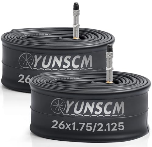 YunSCM 2PCS 47/57-559 26 Zoll Schlauch 26x1.75 26x1.95 26x2.0 26x2.10 26x2.12 C4E-40L Dunlop Valve, kompatibel 26Zoll E-Fahrrad Schlauche 26x1.75/2.125