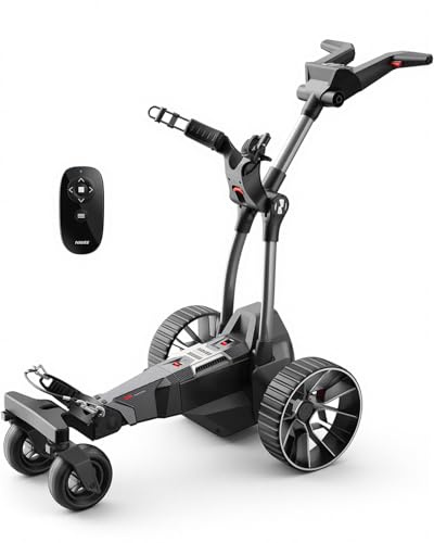 NAVEE Birdie 3 Série Chariot de Golf Électrique Télécommandé - Suivi Automatique Follow-Me UWB, App, Autonomie 36 Trous, Double Moteur 240W*2, Pliage 0,15m³, 4+1 Roues Tout-Terrain, Écran HD LED