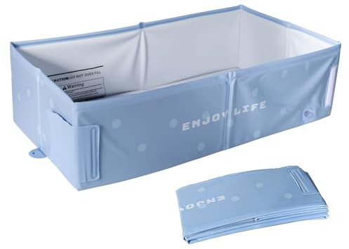 Guiwuiyu Foldable Toddler Bath Tub, Portable Collapsible Bathtub with Thickened Insulated Walls, Travel Bath Tubs, Quick Drying, Keeps Water Warm for Home & Garden Bathing, Blue