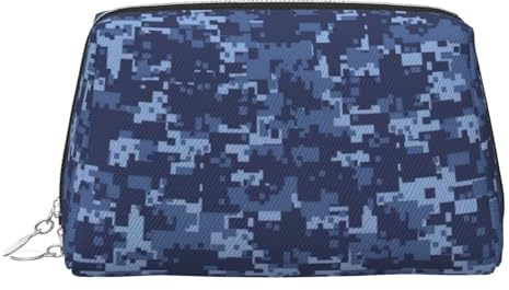 Bolsa de maquillaje con patrón de camuflaje con divisor, bolsa de aseo de viaje, bolsa de cosméticos portátil, Silver, One Size