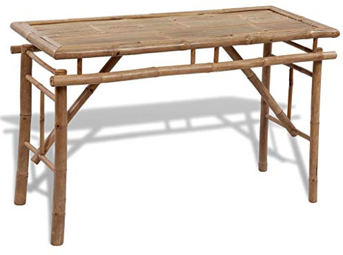 SooIarix Mesa de cerveza con 2 bancos de bambú de 100 cm, resistente a la intemperie, juego de muebles de jardín, plegable, ahorra espacio, ideal para jardín, terraza y balcón, salón al aire libre