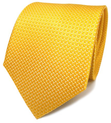 TigerTie Designer Satin Seidenkrawatte in gelb dahliengelb silber gepunktet