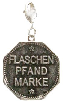 Alpenflüstern Trachten-Anhänger Pfandmarke Flasche für Charivari oder Trachtenkette (antik-silber-farben) AAH119